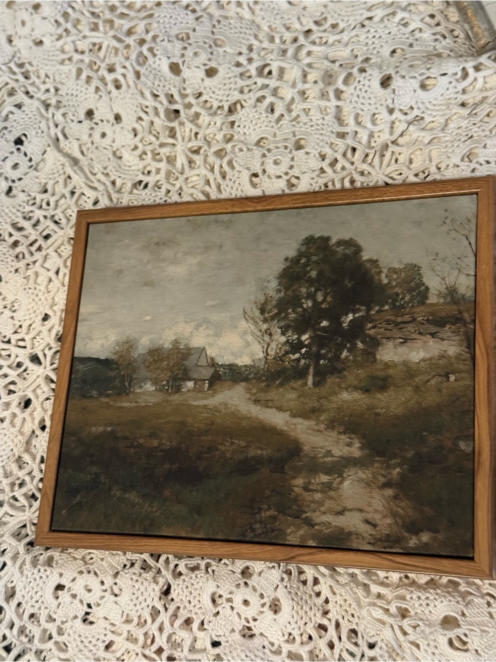 Vintage Inspired Framed Country Landscape Print Farmhouse Cottage Wall Art 10x8